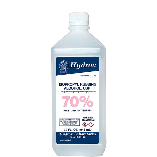 Hydrox 70% Isopropyl Rubbing Alcohol USP, 32 oz.