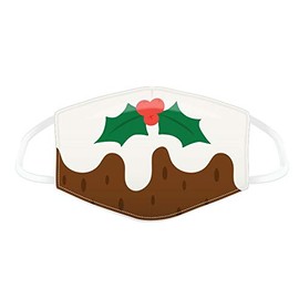 Panda Loco Novelty Funny Xmas Christmas Pudding Reusable Adjustable Face Mask Covering