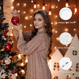 Happy New Year 2025, New Year's Eve Headband, Happy New Year's Eve Headband, New Year's Eve Hair Accessories, Silver Snowflake Ribbon