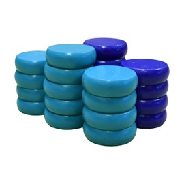 26 Blue and Light Blue Crokinole Discs - Full Set (Small Discs - 1 1/8 Inch Diameter (2.9cm))