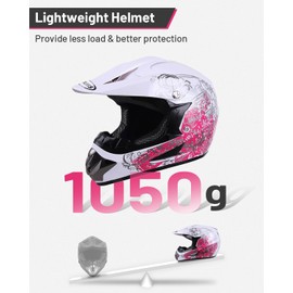 OUMURS DOT Youth Dirt Bike Helmet,Kids ATV Helmets with Gloves Goggles for Youth Boys Girls 5-14 Ages,Four Wheeler Helmet Kids Motocross BMX MX UTV Snowmobile Go Kart Full Riding Racing Skateboard