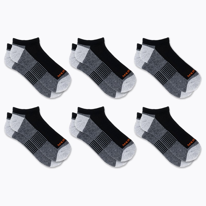 Merrell Recycled Cushion Low Cut Sock 6 Pair Pack, Black,