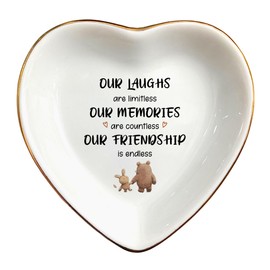 Clover89 Our Friendship Is Endless Ring Dish-Friendship Gift for Friends,Besties,BFF,Women,Her,Girl-BFF Ceramic Ring Dish-Trinket Dish For Female Birthday,Christmas,Thanksgiving,Long Distance Gifts