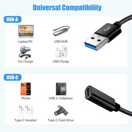 MZHOU USB C Female to USB Male Adapter with 10Gbps, USB 3.2 Gen 2 to USB C Cable Adapter 60W High-Speed Data Transfer, Charging and OTG Function, for Laptops, Flash Drives, and Phones (Length 0.5ft)