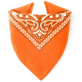 Karl Loven Bandana, Neckerchief, Headscarf, Original Paisley Pattern, Bikers’ Headwear, Hair Scarf, Wrist Bandana, 100% Cotton, Premium Quality for Women, Men, orange