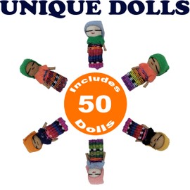5ô2 - Paquete de 50 muñecas quitapenas a granel de Guatemala, muñecas guatemaltecas, maya, para los problemas y la ansiedad, 2.54 cm
