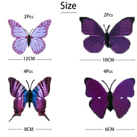 Pack of 24 3D Butterflies Decorative Butterfly Wall Decoration 3D Butterfly Stickers Decorations (Purple)