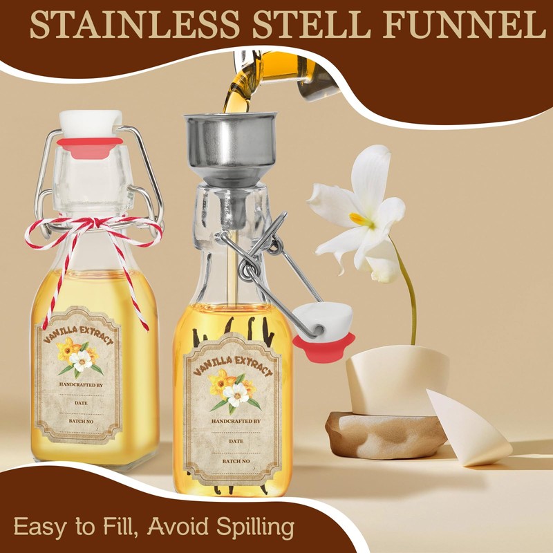 20 Pack Swing Top Glass Vanilla Extract Bottles 4 oz