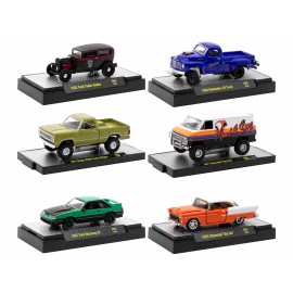DCD Auto-Thentics Limited Edition 6 Piece Set 1/64 Scale Diecast Model Cars by M2 Machines Release 92 in Display Cases