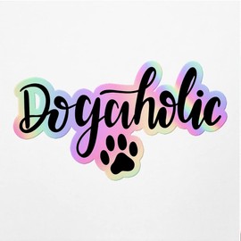 Holographic Decal Stickers of Dogaholic Premium Waterproof Vinyl Decal Stickers for Laptop Phone Accessory Helmet Car Window Mug Tuber Cup Door Wall Decoration ANDVER3c28410HO