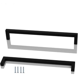 ANSIEDIO 2 Pack Black Stainless Steel Cupboard Handles - 256mm Kitchen Cabinet Door Handles Furniture Drawer T Bar Pulls