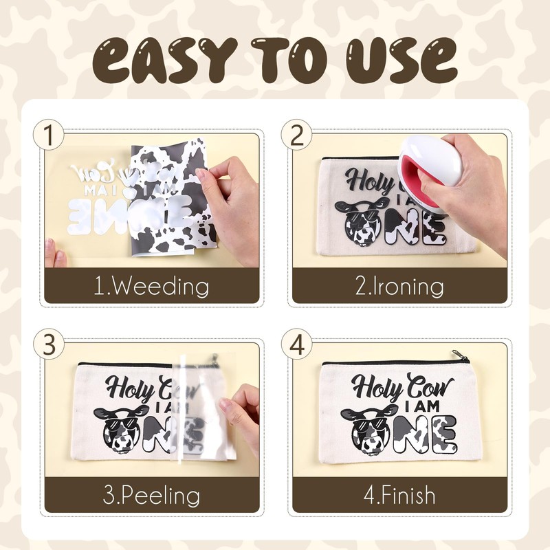 Tintnut Black White Cow Print Permanent Vinyl,12" x5ft Self Adhesive