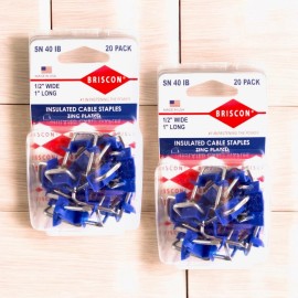 BRISCON Insulated Cable Staples Zinc Plated Wide Carbon Steel 1" Long x 1/2" Wide 2 PACK