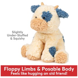 GUND Cozys Collection Cow, Stuffed Animal for Ages 1 and Up, Spring Decor Plush Toy, Cream/Blue, 10”