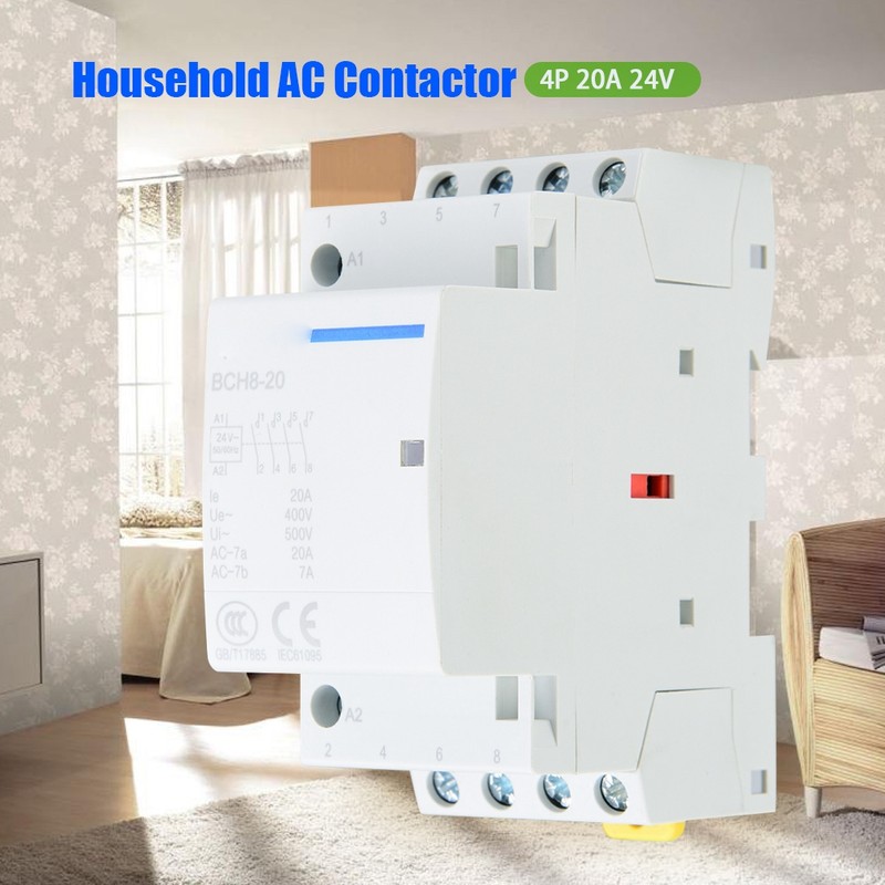 4P 20A 2NO 2NC Household AC Contactor DIN Rail Mount