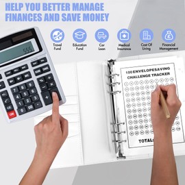 ALLOMN 100 Envelope Saving Challenge Euro, 100 Envelopes Saving Challenge Folder Money Saving Folder A5 Money Saving Budget Planner to Save 5050 EUR Budget Folder for Couples, Offices, Home, School