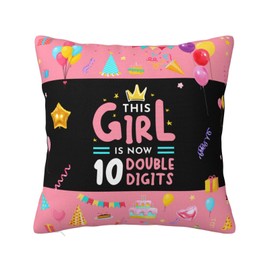 ZUMBULKJ Gifts for 10 Year Old Girl, 10 Year Old Girl Birthday Gifts, 10th Birthday Gift for Girls, Double Digits Bday Girls Decorations, Ten Age for Her Throw Pillow Covers 18x18 Inch