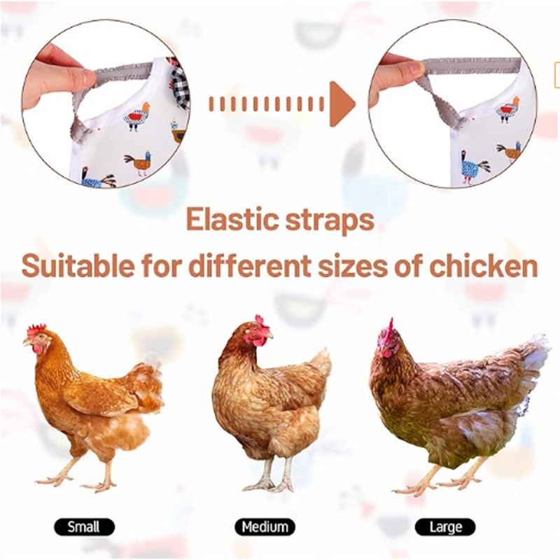 8 Pcs Chicken Saddle for Hens Wing Back Protector Elastic