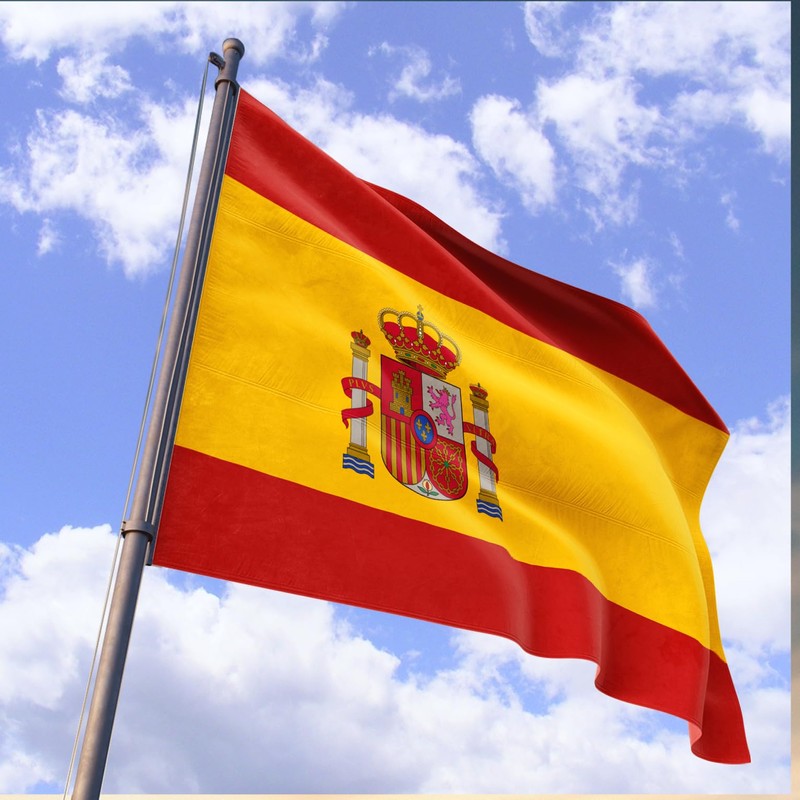 Flag of Spain 3x5FT Double Stitched Polyester Flag with 2