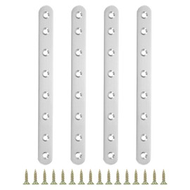 PATIKIL 4 Pcs Flat Joint Metal Fittings, 9.6 x 0.7 x 0.1 inches (245 x 19 x 3 mm), 8 Hole I-Shaped Brackets, Shelf Bracket, Stainless Steel Joint Hardware, Flat Plate Fixing Plate, Plate Braid, Racket