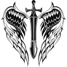 Cross Sword with Angel Wings Vinyl Decal Sticker (8" Tall)