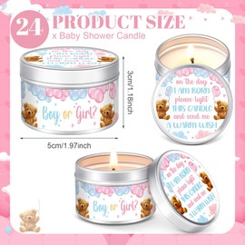 MTLEE 24 Pcs Gender Reveal Bear Baby Shower Party Favors Candles Lavender Scented Baby Shower Favors for Guests Rustic Tealights Candles Gender Reveal Return Gifts Girl Boy(1.2 Oz, Blue and Pink)