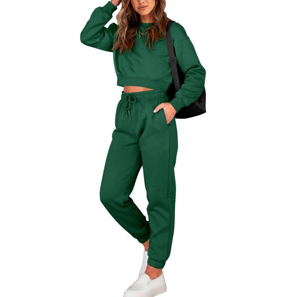 BTFBM Women 2 Piece Outfits Long Sleeve Crop Top Pullover