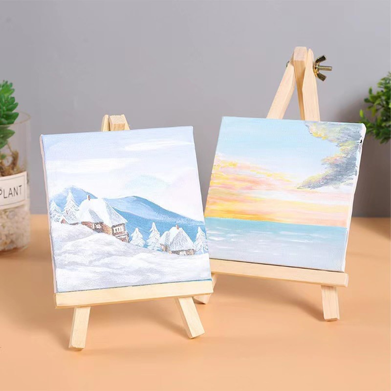Tiardey 2 Pieces Mini Canvas Easel Set Small Display Tripod
