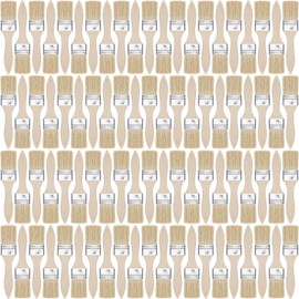 Skylety 120 Pcs Chip Paint Brushes Bulk 1.5 Inch Chip Brush Multi Purpose Stain Brushes with Wood Handle for Home Wall Paint Glues Varnish Art Crafts Furniture Fences Deck Door