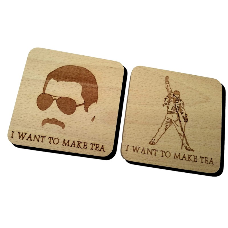QUEEN FREDDIE MERCURY COASTER DRINK MAT ENGRAVED PRESENT GIFT (Both