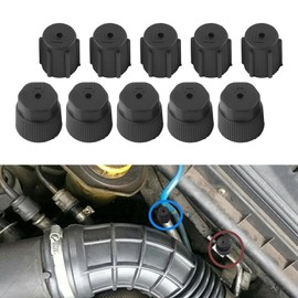 waswale Pack-10 Car 0.51"/13mm Low Pressure and 0.62"/16mm High Pressure Cap A/C System Repair Kit, Sealing Leak-Proof Cover Accessories, Universal for Cars Air Conditioning Valve Cover (Black)