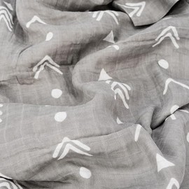 Organic Cotton Muslin Baby Blanket, Arrows and Crocodile Print, Black and Gray (Arrow Brooke)