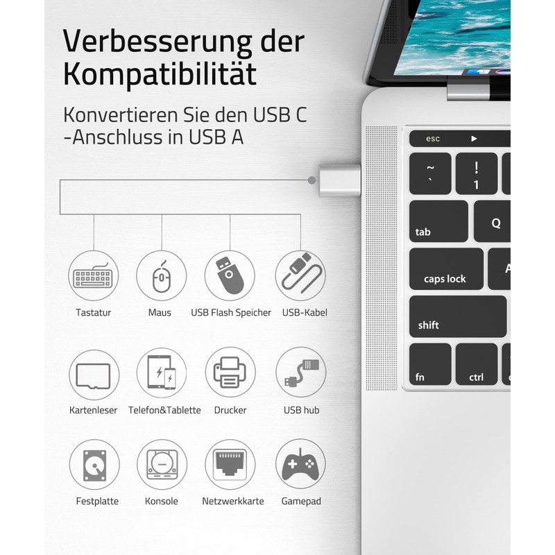 Syntech USB C to USB Adaptor, Silver