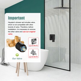 Heyalan Shower Faucet Set Square Stainless Steel Bathroom Rainfall Shower System One Handle Single Function Shower Trim Kit with Rough-in Valve Male Thread,Ceiling Mount,10 Inch,Brushed Nickel