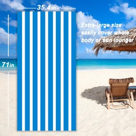 BonGu Beach Towel Oversized Stripe 180x90cm, Quick Dry Sand Free Beach Towels with Travel Bag Soft Beach/Pool Essentials for Men Women (Blue)