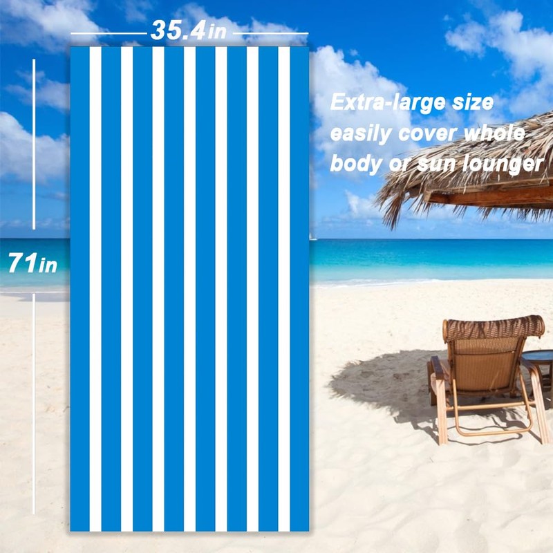 BonGu Beach Towel Oversized Stripe 180x90cm, Quick Dry Sand Free