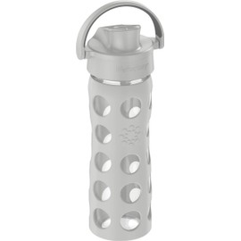 Lifefactory 16oz Active Flip Cap, Cool Grey Glass Water Bottle