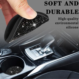 Car Coasters for Cup Holder,Dermasy 2 Pack Cute Bling Car Cup Holder Coaster with Rhinestone for Women and Girl 2022 Universal Anti Slip Silicone Automotive Interior Accessories Set (All Black)