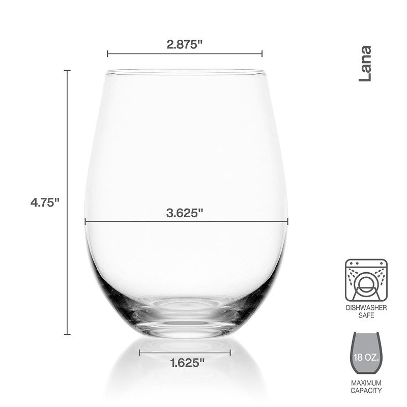 Mikasa Lana Stemless Wine Glasses, Set of 4, 18 Ounce,