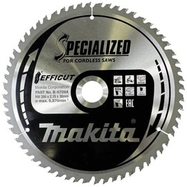 Makita B-67284 EFFICUT Circular Saw Blade Diameter 260 x 2.15 x 30 mm, 60 Teeth, 10° Tooth Angle, for Clean and Quick Cuts in Wood, for Cordless Cap and Mitre Saws