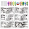 PH PandaHall Nagel-Stamping-Platten-Kit, 6 Stück Sommer Ocean Beach Schablonen Nail