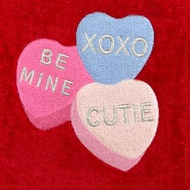 Serafina Home Valentine Bath Hand Guest Towels, Embroidered Hearts, 2 Piece Set, 16 x 25 inches, 100% Cotton, Red White Purple and Pink