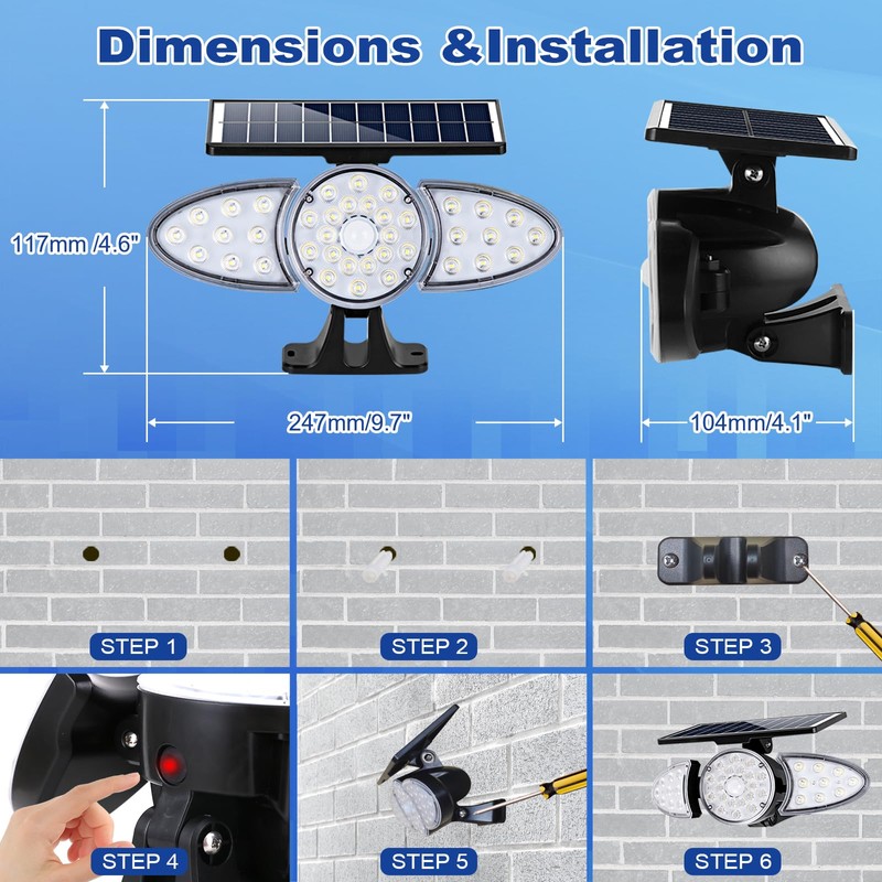 EMANER Solar Motion Lights Outdoor | Remote Control Brightest Flood