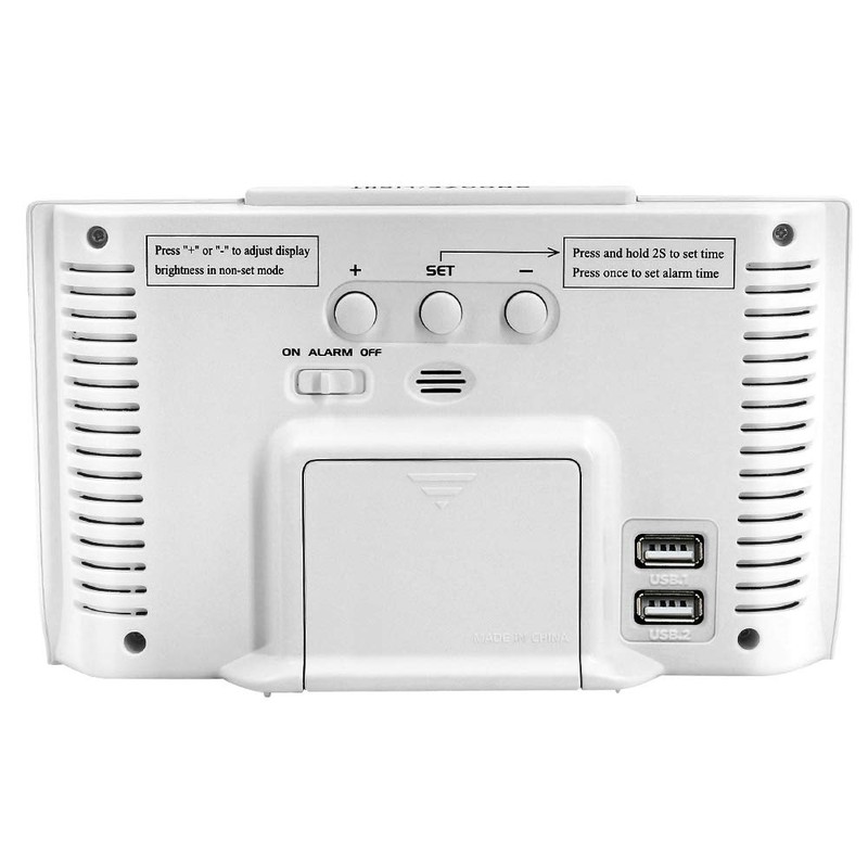 DreamSky Alarm Clocks for Bedrooms with Battery Backup, Auto Set