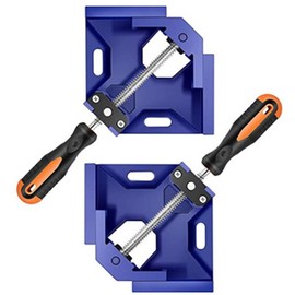 Single Handle 90 Degree Right Angle Clamp - Adjustable Aluminium Alloy Quick Grip Corner Clip Clamp Tool for Woodworking, Welding, Photo Frame and Other Projects - Blue Pack of 2