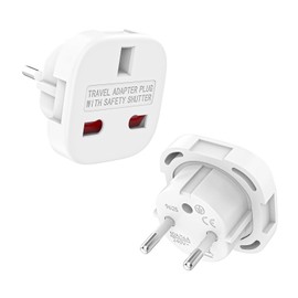 VIEVRE Pack of 2 socket adapters England, adapter UK to EU, adapter Germany England plug, EU to UK adapter, socket adapter Germany, UK to EU adapter, UK EU adapter, plug UK to EU