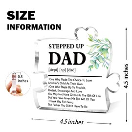 Stepdad Gifts,Thank You Gifts for Stepdads Birthday Christmas Fathers Day,Unique Stepdad Gift Ideas,Stepped Up Dad Definition Heart Acrylic Puzzle Piece Plaque