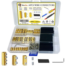 40pcs 6, 8, 10 AWG Wire Connectors, Quick Wiring Connection Terminal, Circuit Connector Wire Connector with 100 Screws, 40 Heat Shrink Tube & Wrench, for Household appliances and The Power Industry.
