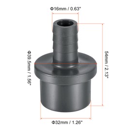 sourcing map PVC Pipe Fitting 16mm Barbed x 32mm OD Spigot Straight Tube Adapter Hose Quick Connector, Black