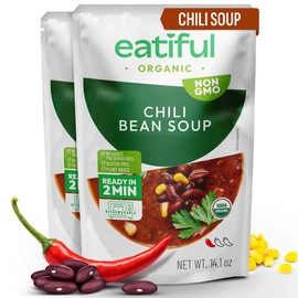 EATIFUL Chili Soup, Ready To Eat Vegan Chili Bean Soup, Made With Organic Vegetables, Plant Based, No Added Preservatives, Gluten Free, NON GMO, 14.1 Ounce (Pack of 2)